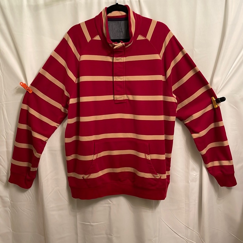 L.L. BEAN PULLOVER SWEATSHIRT WITH 3/4 button or zipper crew neck collar.